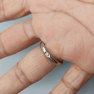 Milor 925 Italy Sterling Silver Wedding Band Ring with Cubic Zirconia Size 6.75